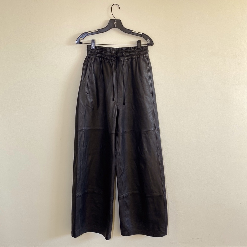 Hailey Bieber Leather Black Pants